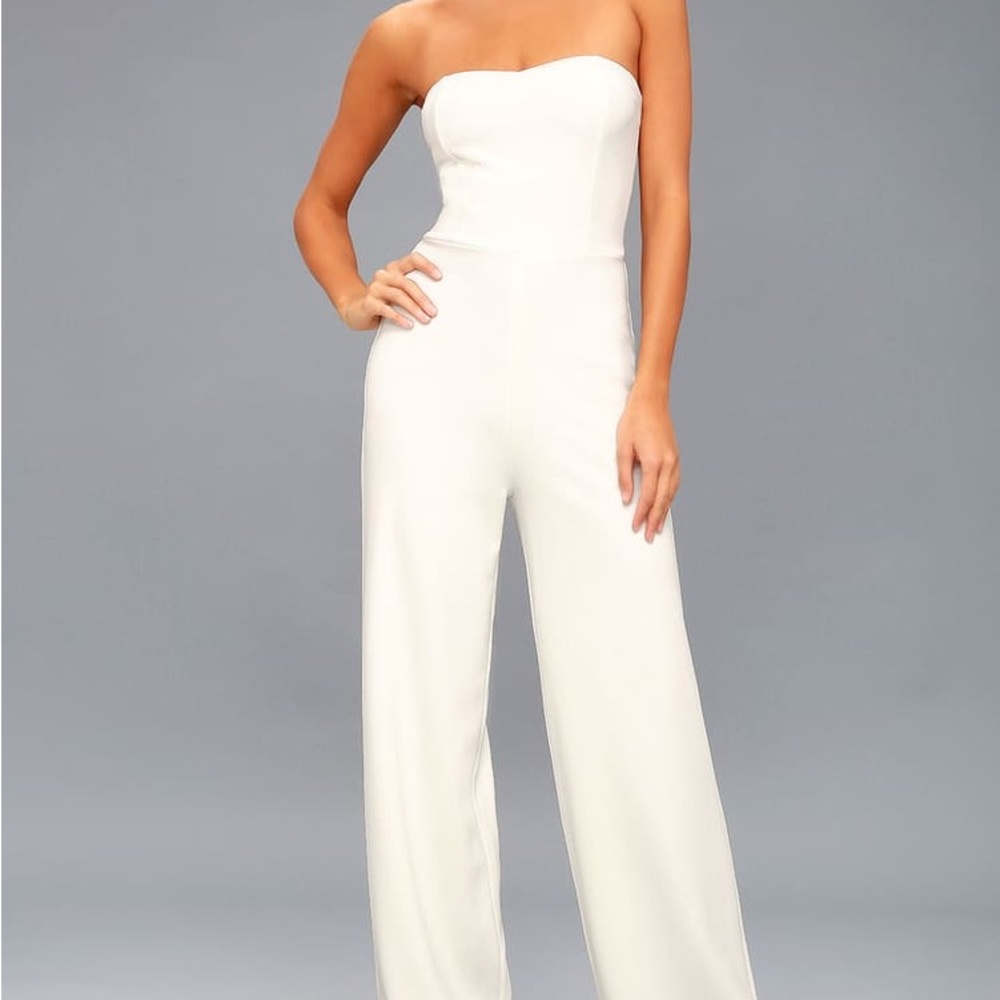White wide leg romper